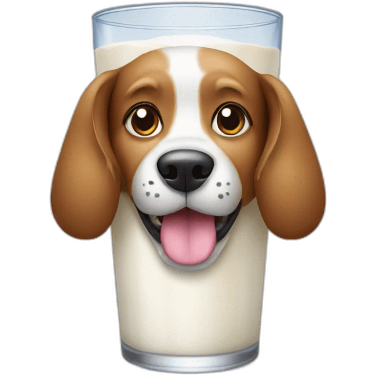 dog with glass drink milk emoji