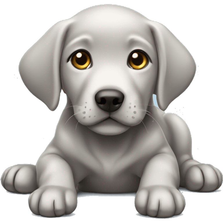 Silver Labrador puppy laying emoji