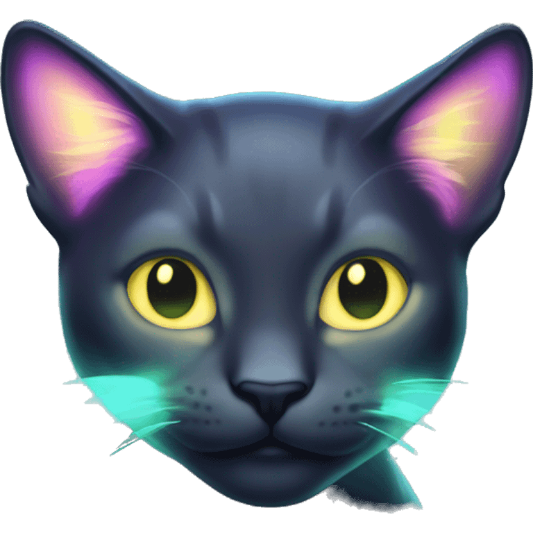 Dark iridescent cat glowing emoji