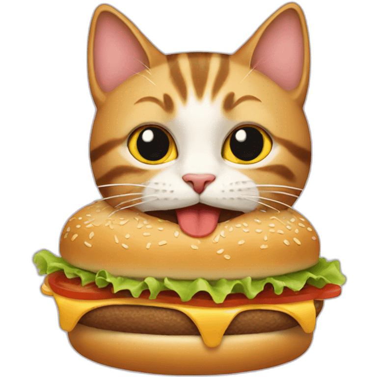 cat eating a hamburger emoji