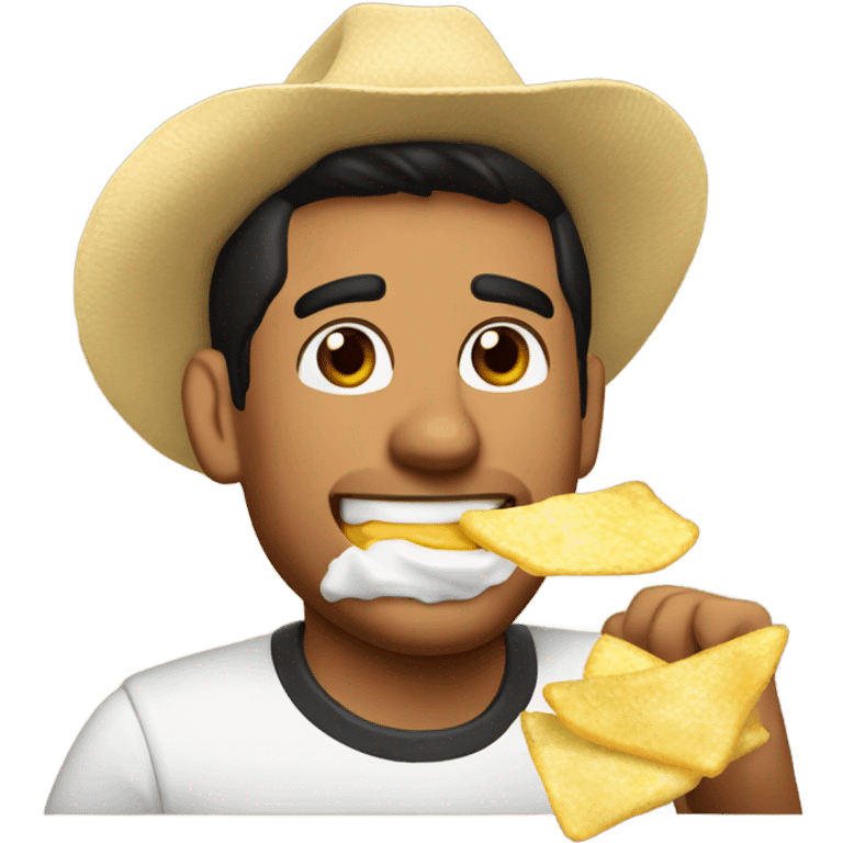 ash Trevino eating chips with dip emoji