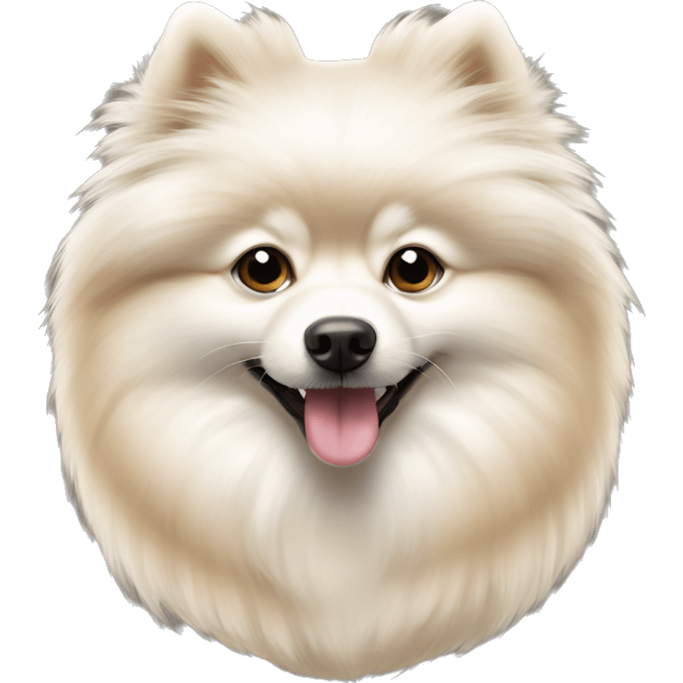 Small White and beige wool pomerian spitz  emoji