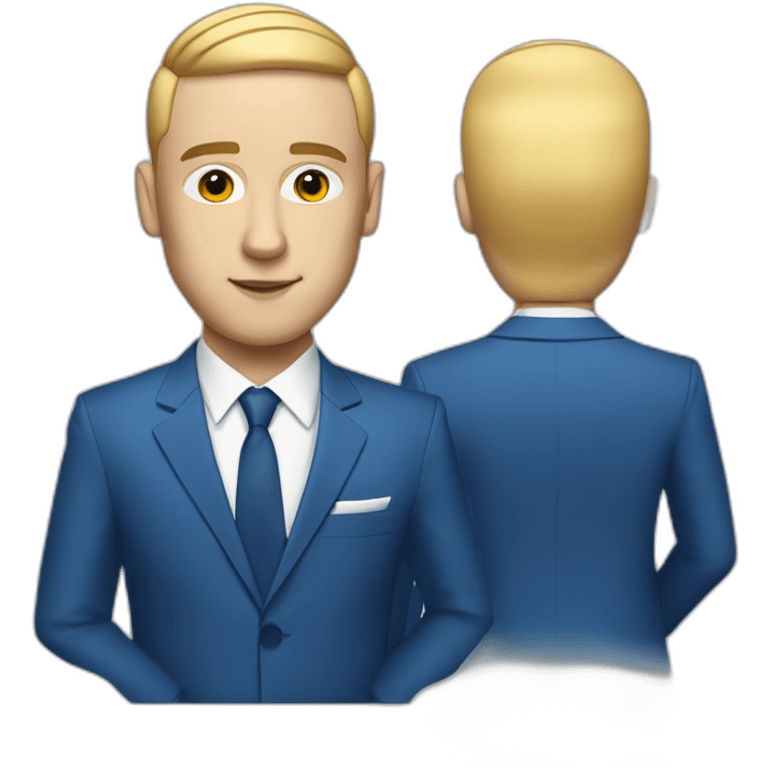 mac miller with a blonde comb over skin fade wearing a blue suit on computer emoji