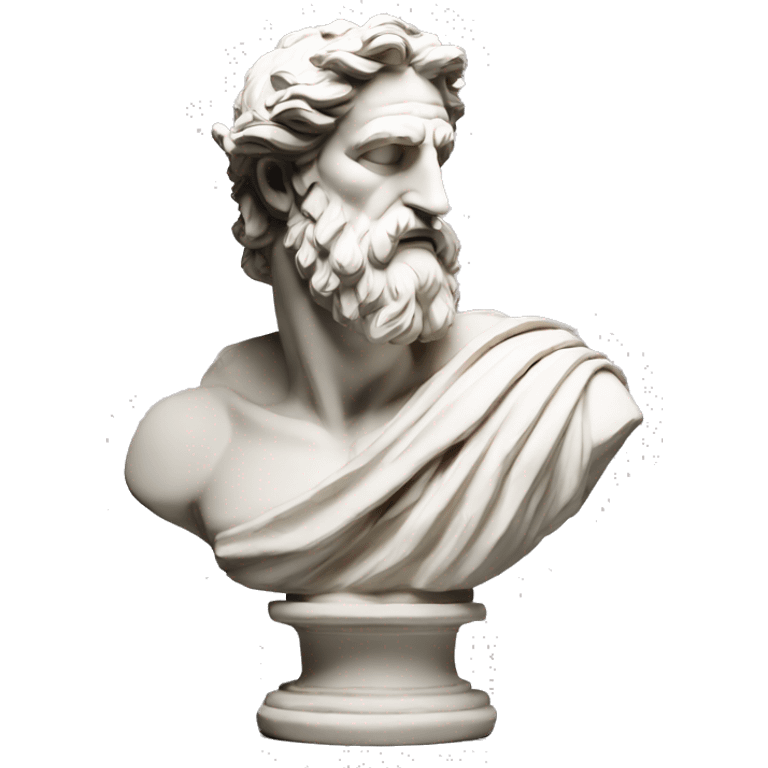 Ancient Greek King Odysseus Statue Thinking with Hand on Chin, Bust only, Off white emoji