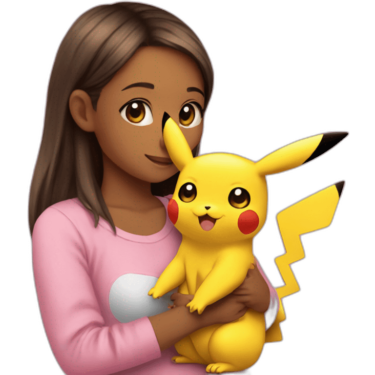 Pikachu with a baby girl emoji