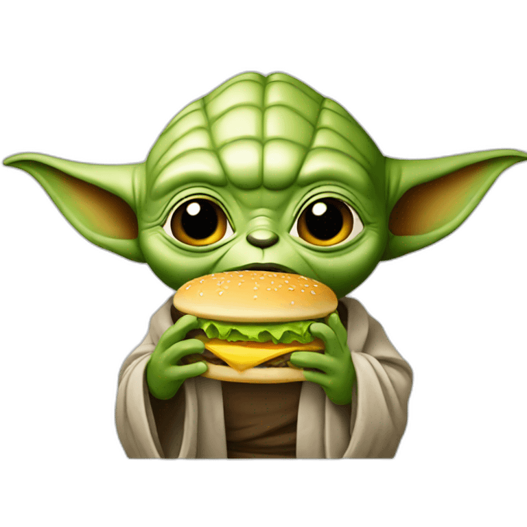 Yoda eating hamburger emoji