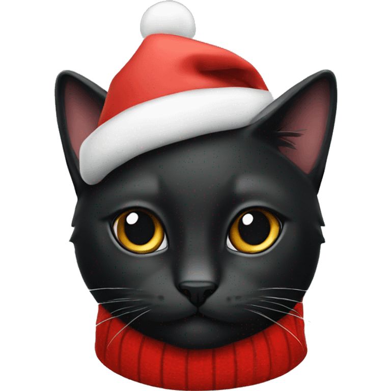 Black cat in a Christmas hat  emoji