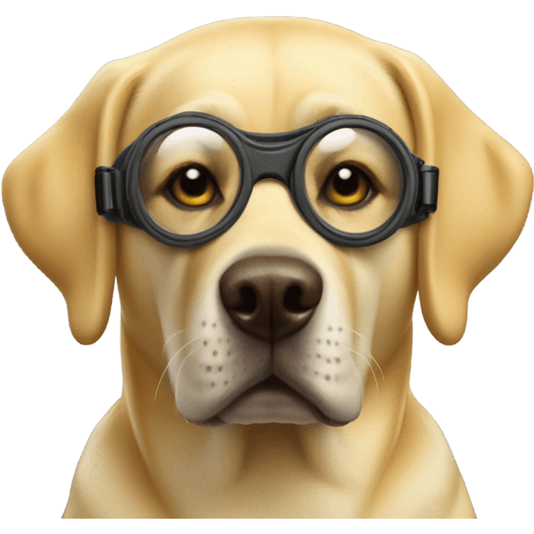 yellow lab dog wearing goggles emoji