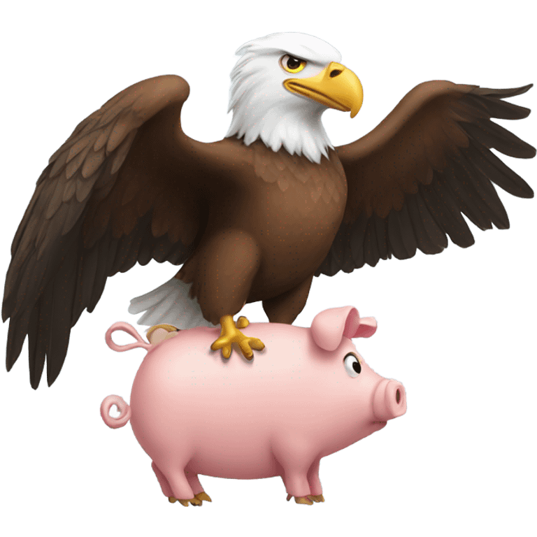 Eagle carrying a pig emoji