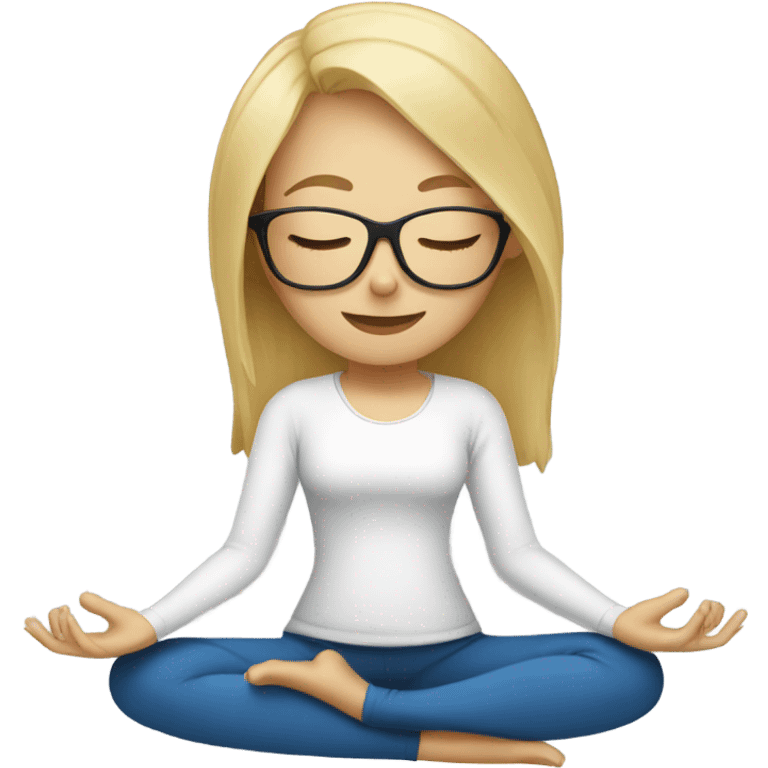 Blonde lady doing yoga with closed eyes wearing glasses  emoji