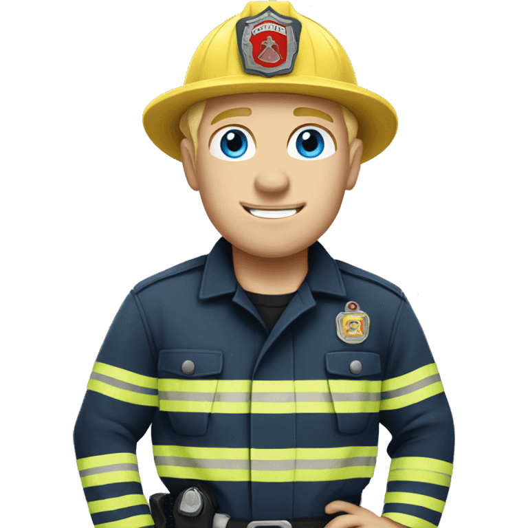 white guy blonde hair blue eyed fireman emoji