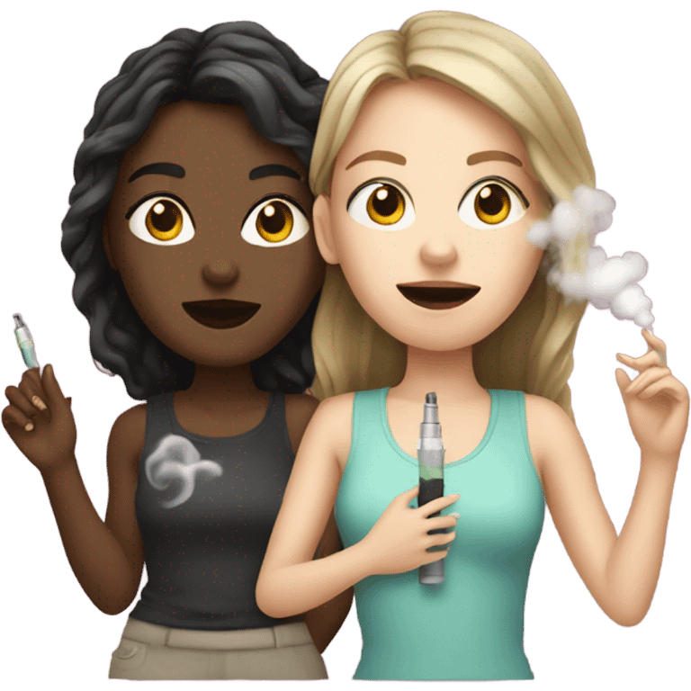 two white girls with a vape emoji