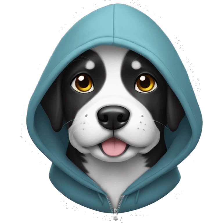 Black and white dog with a hoodie emoji