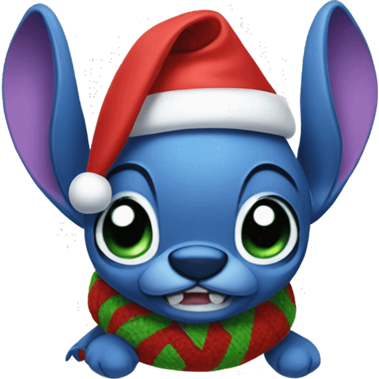 Stitch wearing a santa hat  emoji