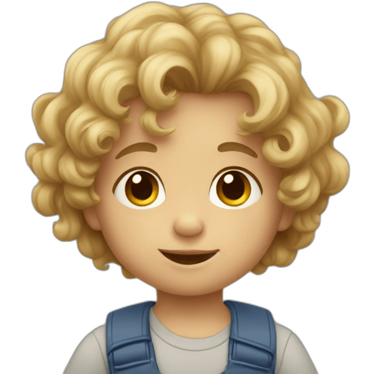 Toddler boy with wavy hair emoji