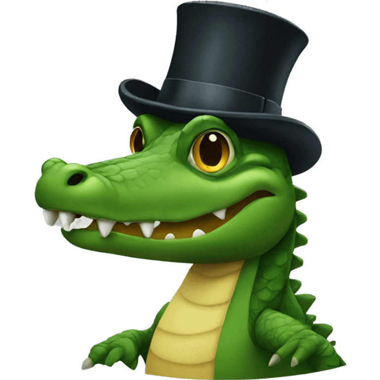 Alligator in top hat emoji