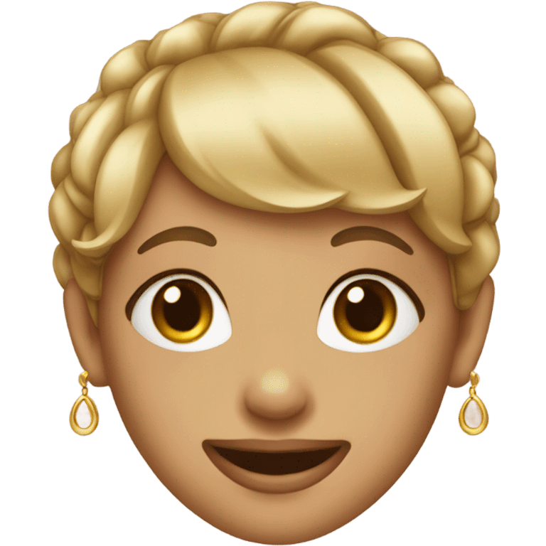 smiling girl with earrings and Karen haircut emoji