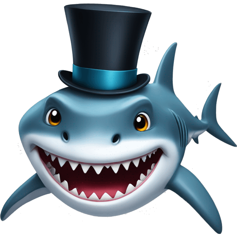 Shark with a top hat emoji