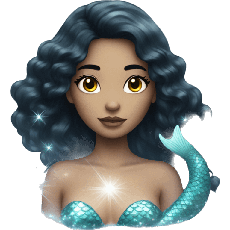 Ethereal mermaid with sparkles and black hair emoji