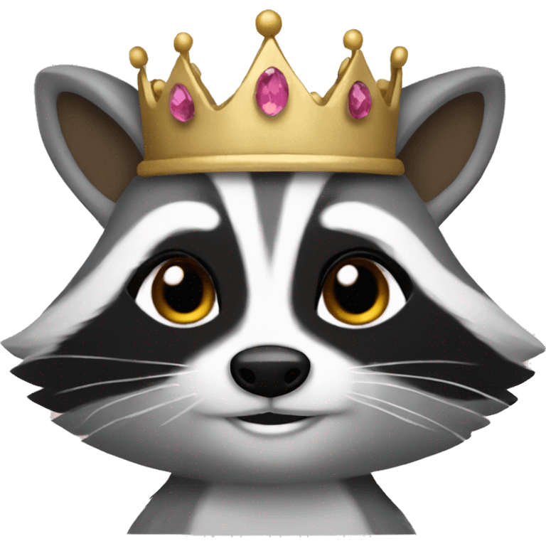 Raccoon with princess dress and crown  emoji