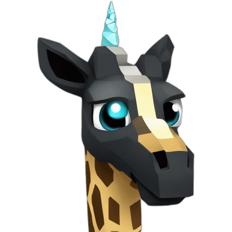 Minecraft Black Jiraffe Head With Diamond Unicorn Horn and Lazer Eyes emoji