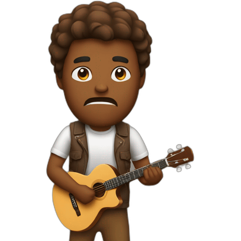 Brown guy with bear angry playing guitar emoji