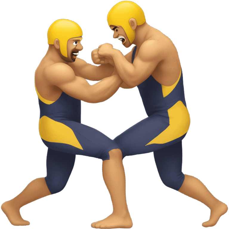 two yellow skin wrestling  emoji