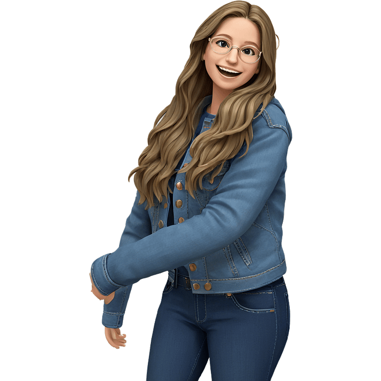 smiling girl in denim jacket emoji