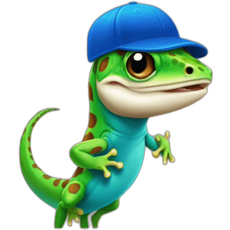 Tiktok Gecko wearing blue baseball hat emoji