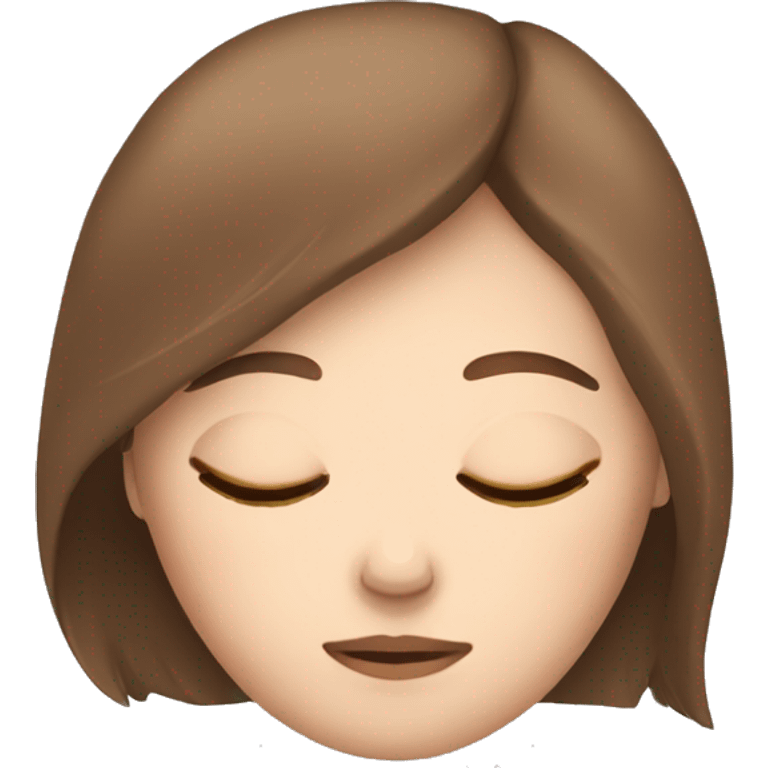 white girl with brown hair sleeping emoji