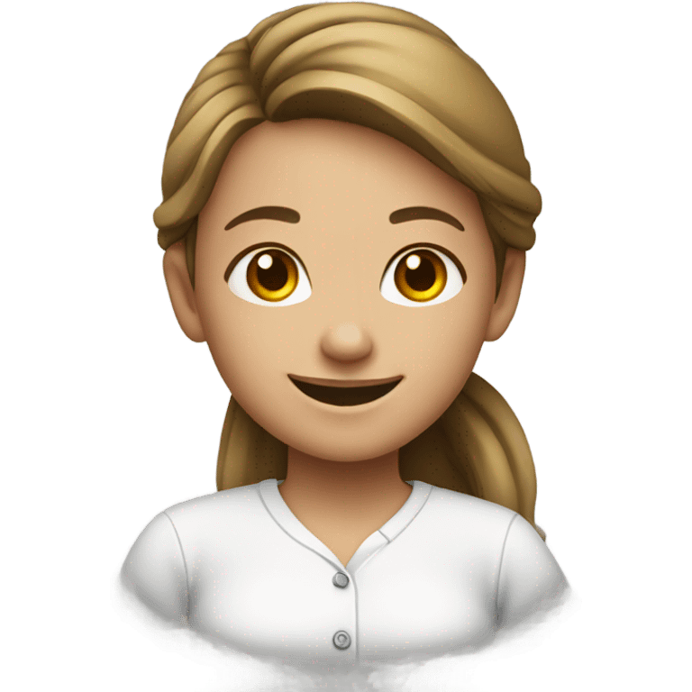 smiling girl in white shirt emoji