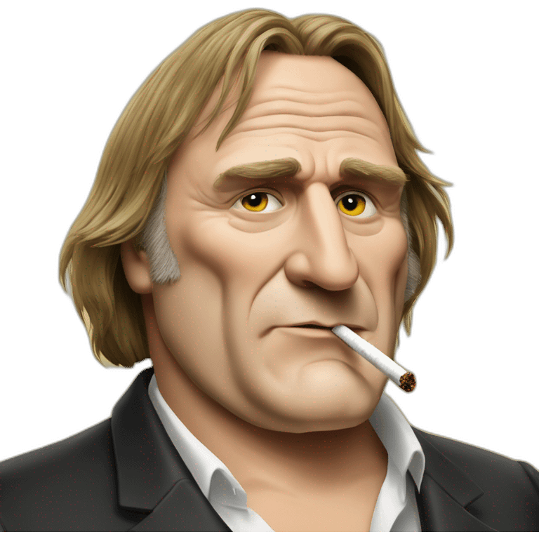 Gérard Depardieu smoking a cigarette emoji