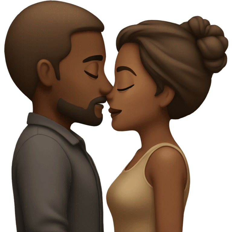 Brown couple kissing  emoji