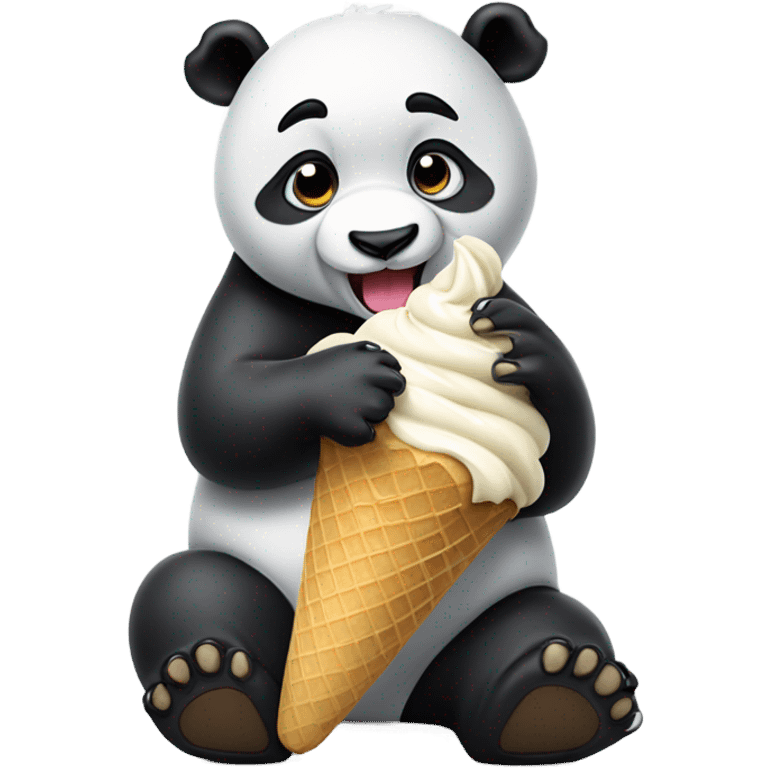 Panda eating ice cream emoji