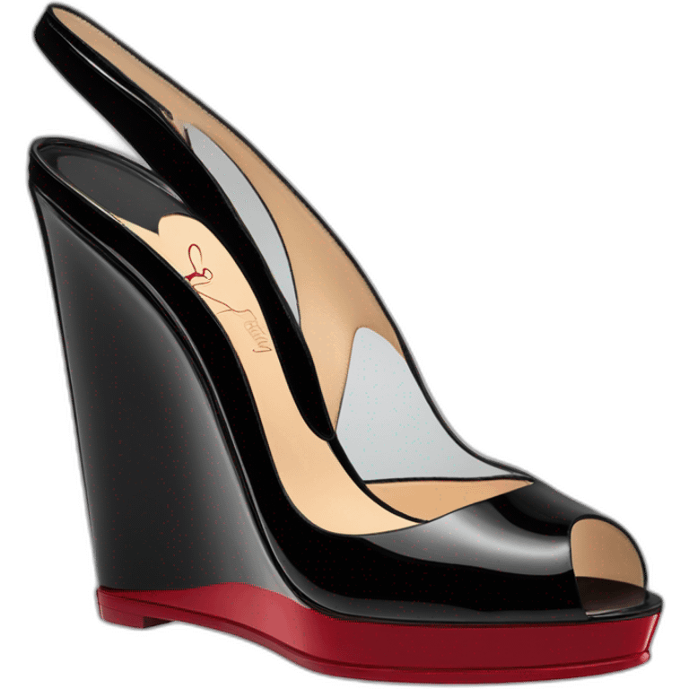 WEDGE heel LOUBOUTIN BLK PATENT Plume Sling emoji