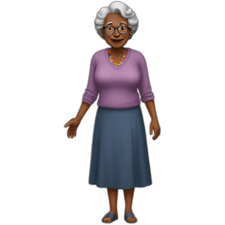 full body shot LGBTQIA black grandma with saggy bosom emoji