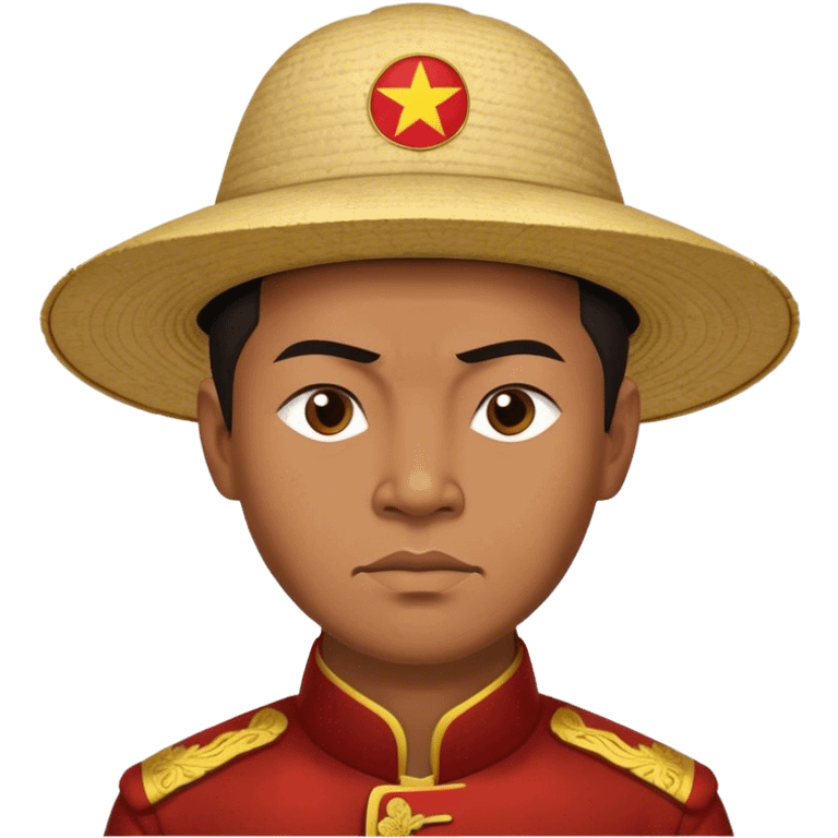 Cinematic Realistic Ho Chi Minh Portrait Emoji, depicted as a determined revolutionary leader in traditional attire with a humble expression, rendered with lifelike textures and soft natural lighting that captures his enduring legacy. emoji