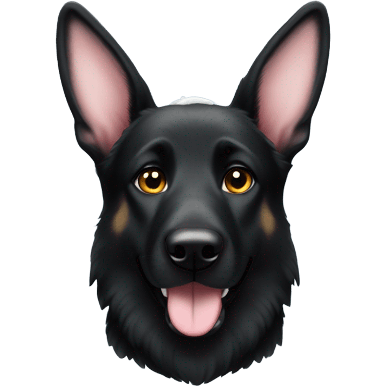 All black German shepherd with bunny ears emoji