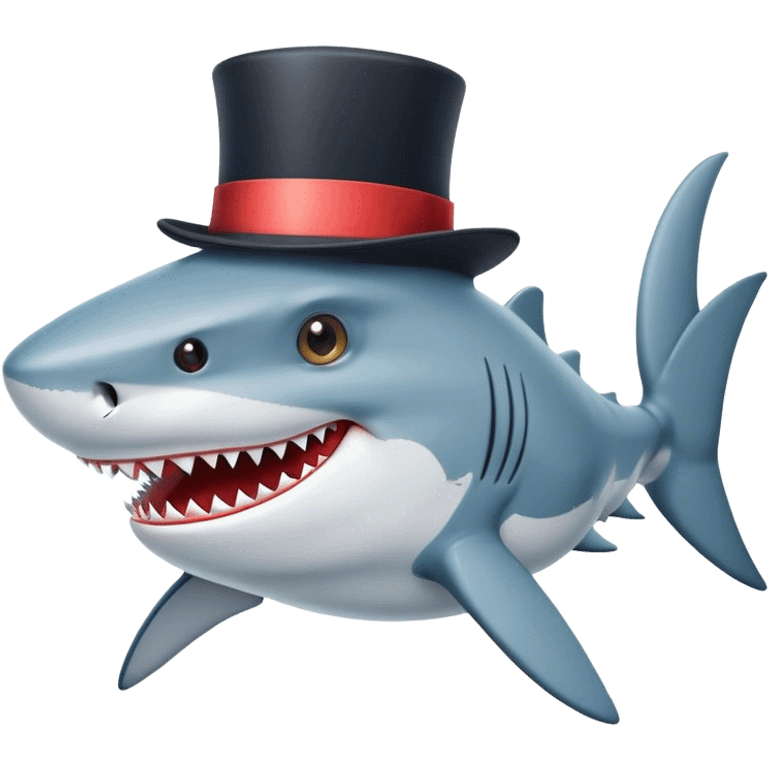 Shark with a top hat emoji