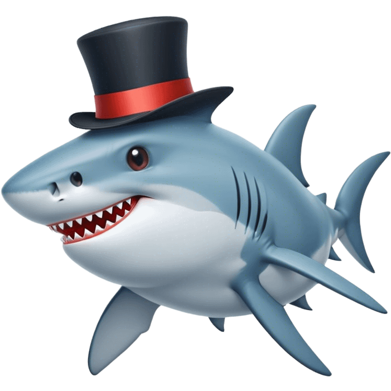 Shark with a top hat emoji