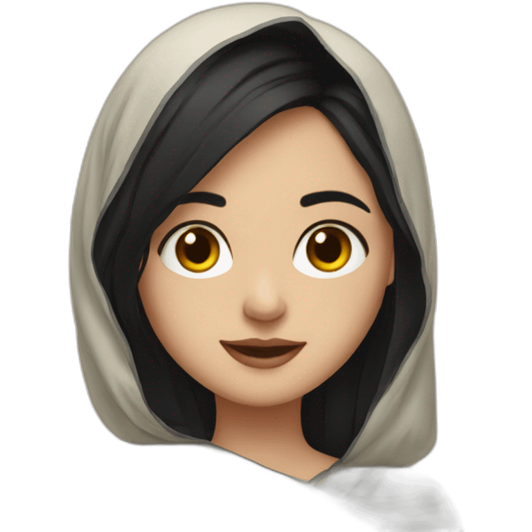 pale girl with black hair and dupatta emoji