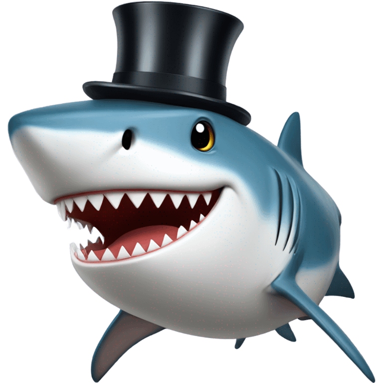 Shark with a top hat emoji