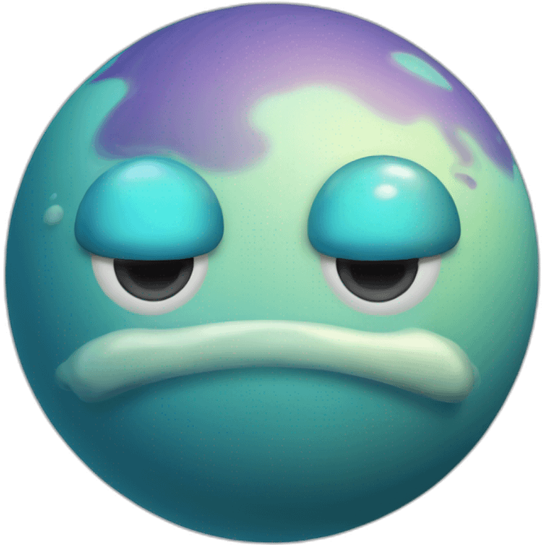 planet Neptune with a cartoon pensive face emoji