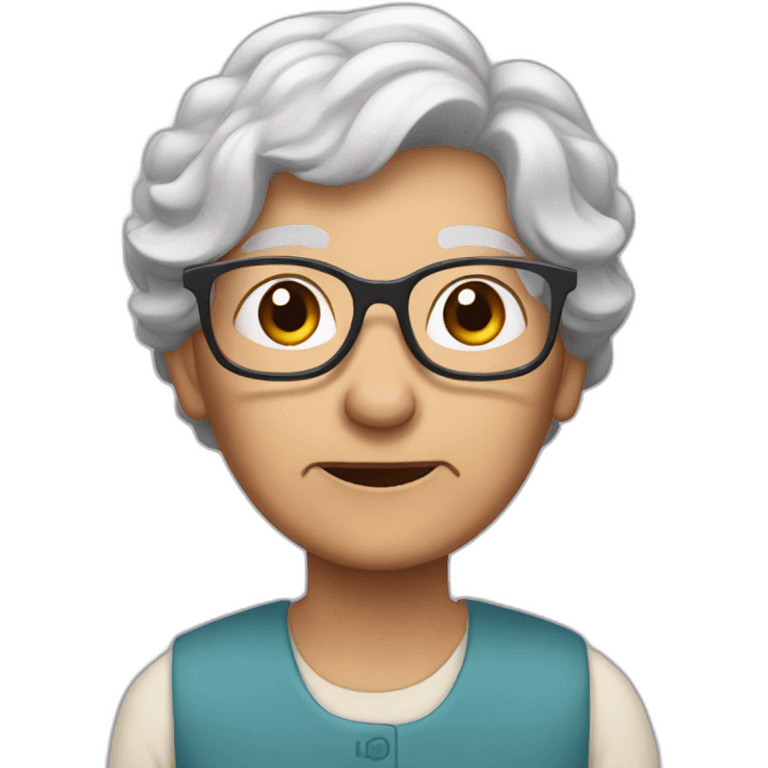 Granny with grandfather asked question emoji