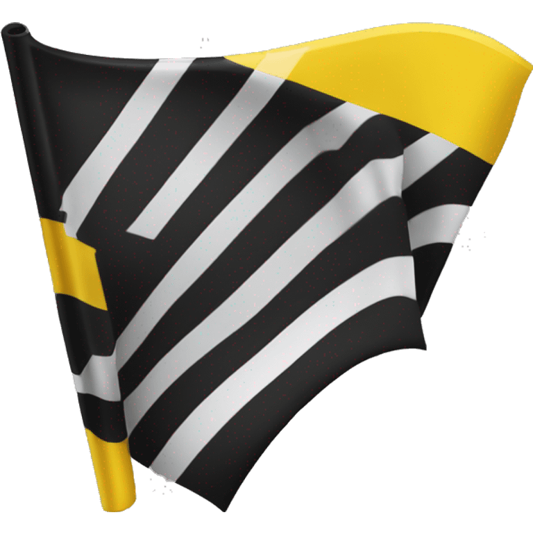 flag with yellow stripe on top, back stripe on bottom, diamond in the middle with upper triangle black and lower triangle yellow emoji