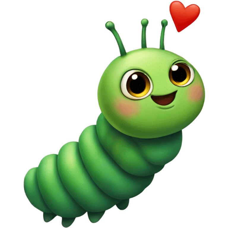 cute small green caterpillar in love emoji