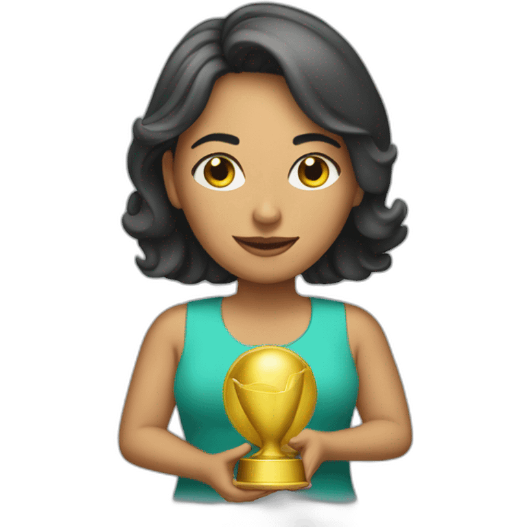 Mujer con premio emoji