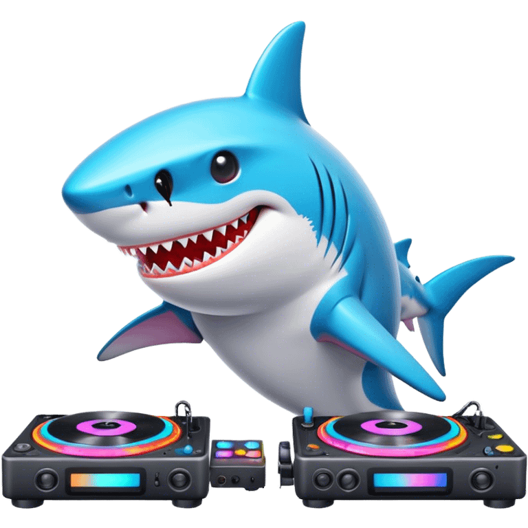 Shark dj with turn tables  emoji