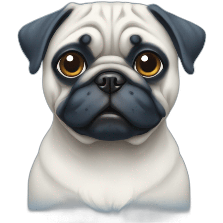 blue and white painted pug emoji