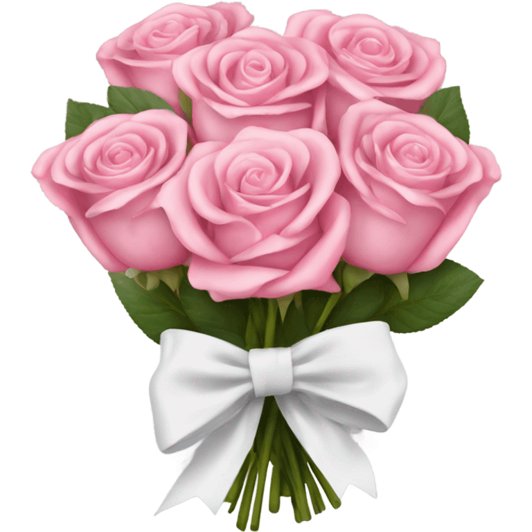 Bouquet of pink roses with a white bow tied around it emoji